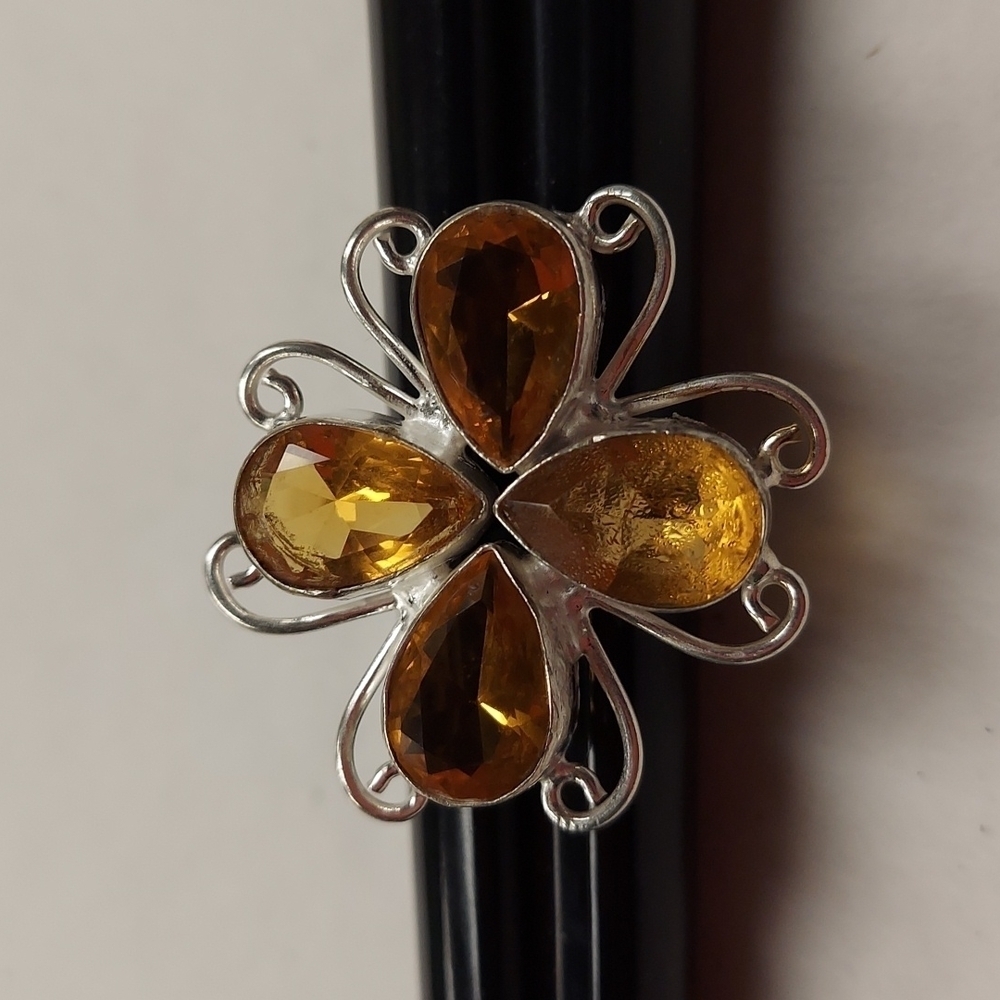 GOLDEN Topaz Sterling Silver Ring Size 6.75
